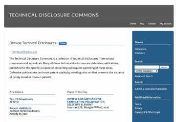 TDCommons and Defensive Patent Publications